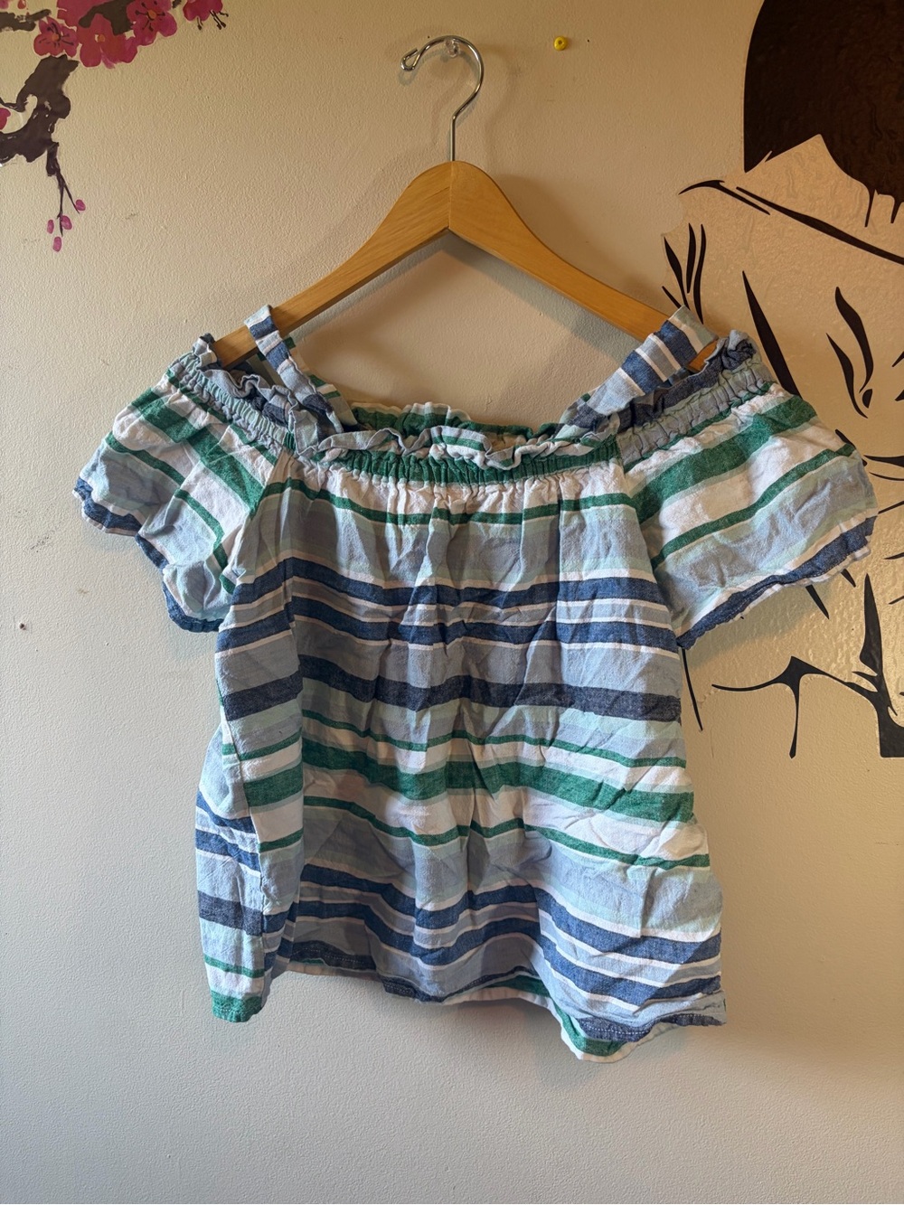 Striped Off-Shoulder Summer Top - Picture 9 of 9